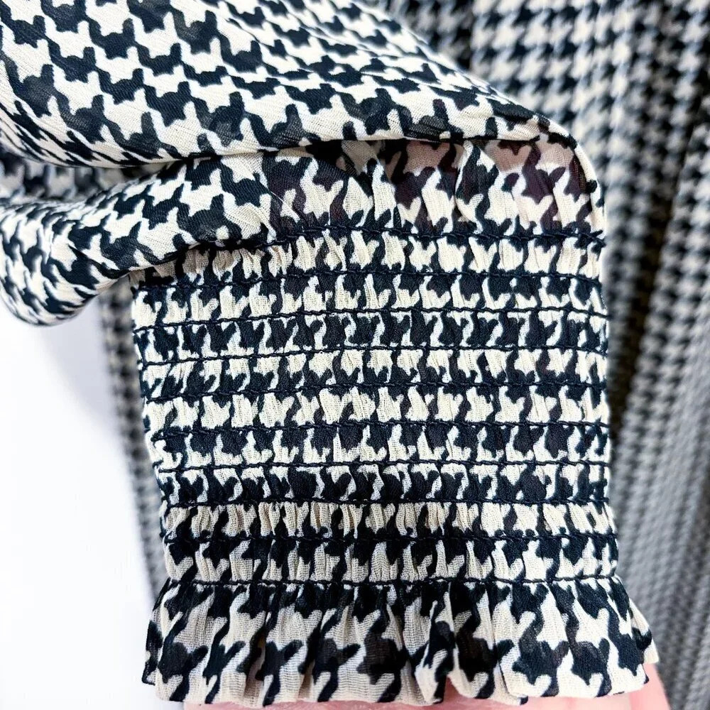TOMMY HILFIGER Houndstooth Midi Dress NWT Long Sleeve Size 14 - Picture 4 of 10
